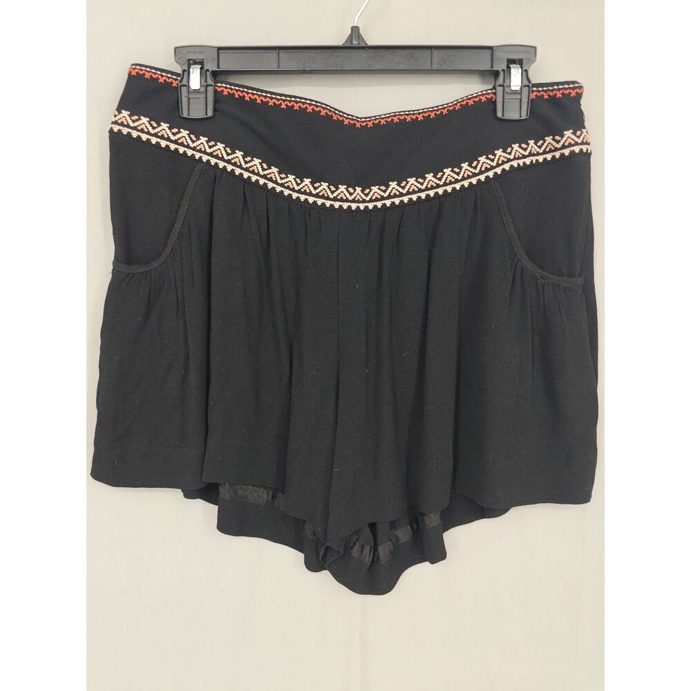 Elevenses Anthropologie Shorts 6 Black Boho Bohemian Western Flowy Pockets - Picture 7 of 10